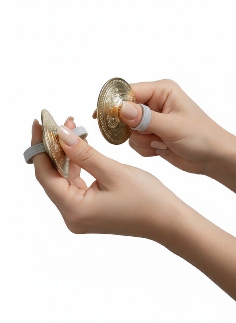 Egyptian Sagat Belly Dancing Gold Finger Cymbals Musical Instrument - Image 2